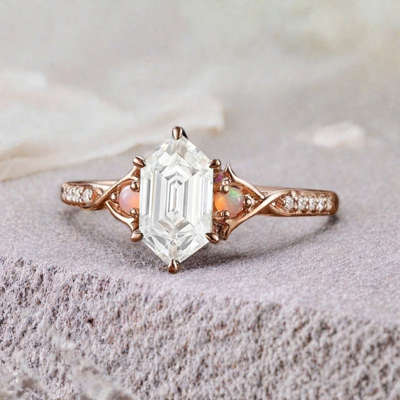 Bague de fiançailles en pierre de soleil ovale, bague de mariage unique en moissanite, cadeau pour elle