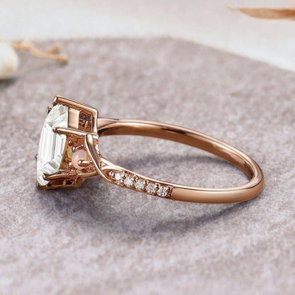 Bague de fiançailles en pierre de soleil ovale, bague de mariage unique en moissanite, cadeau pour elle