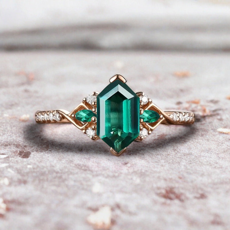 Bague de fiançailles vintage ovale en pierre de lune, bague de promesse unique en opale et moissanite