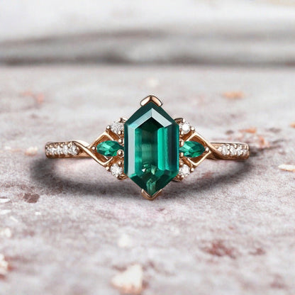 Bague de fiançailles vintage ovale en pierre de lune, bague de promesse unique en opale et moissanite