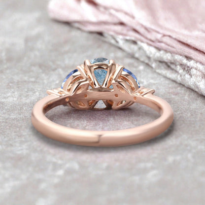 Bague de fiançailles vintage ovale en pierre de lune, bague de promesse unique en opale et moissanite
