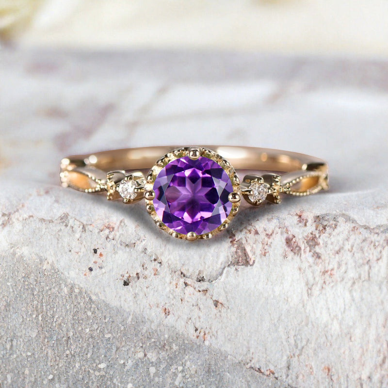 Bague de fiançailles vintage ovale en pierre de lune, bague de promesse unique en opale et moissanite