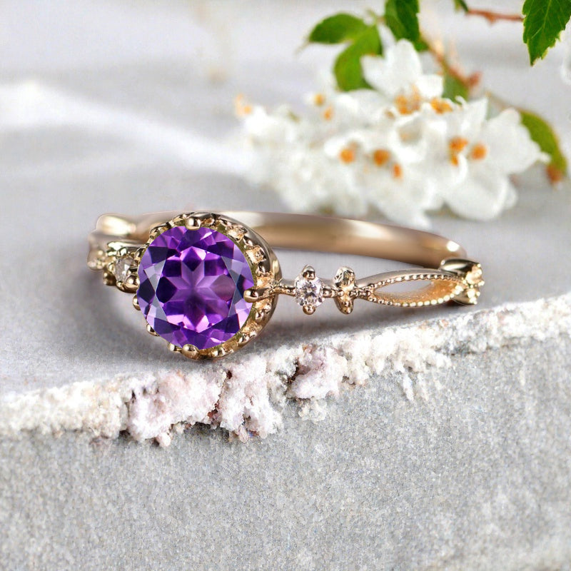 Bague de fiançailles vintage ovale en pierre de lune, bague de promesse unique en opale et moissanite