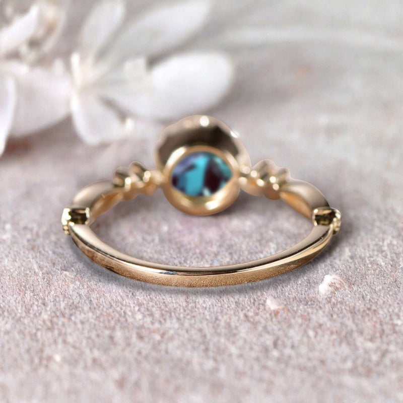 Bague de fiançailles vintage ovale en pierre de lune, bague de promesse unique en opale et moissanite