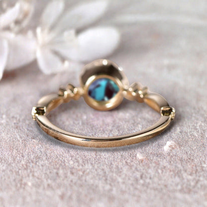 Bague de fiançailles vintage ovale en pierre de lune, bague de promesse unique en opale et moissanite
