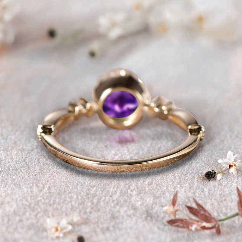 Bague de fiançailles vintage ovale en pierre de lune, bague de promesse unique en opale et moissanite