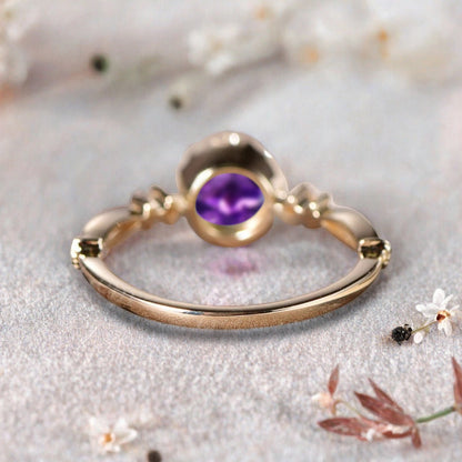 Bague de fiançailles vintage ovale en pierre de lune, bague de promesse unique en opale et moissanite