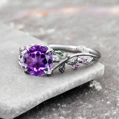 Bague de fiançailles vintage ovale en pierre de lune, bague de promesse unique en opale et moissanite