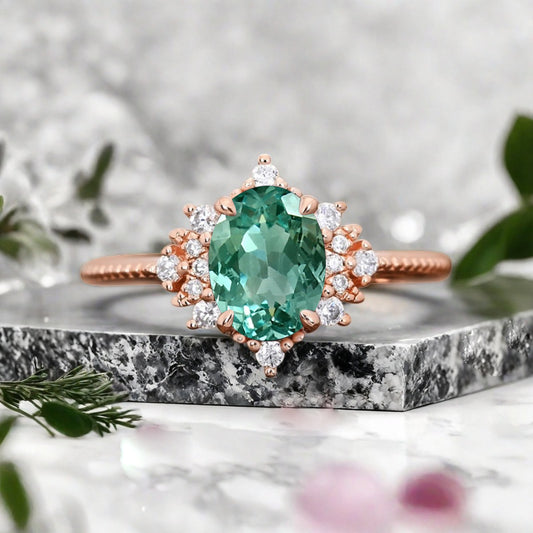 Bague de fiançailles vintage en forme de poire avec aigue-marine, ensemble de bagues de mariage uniques, cadeau d'anniversaire