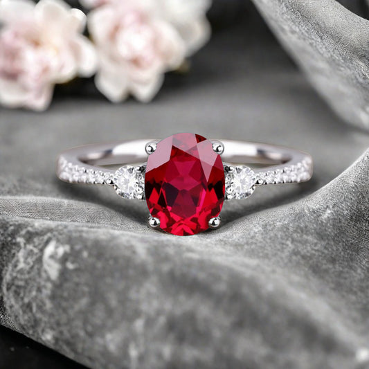Vintage Oval Cut Ruby Ring Unique Ruby Engagement Ring Scarlet Ruby Wedding Ring Ruby Statement Women Ring Gift For Her