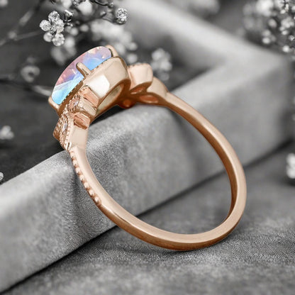 Vintage Birnenform Aquamarin Verlobungsring Set Unikat Versprechen Brautring Set Jubiläumsgeschenk