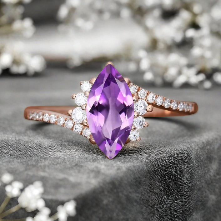 Bague de fiançailles vintage en forme de poire avec aigue-marine, ensemble de bagues de mariage uniques, cadeau d'anniversaire