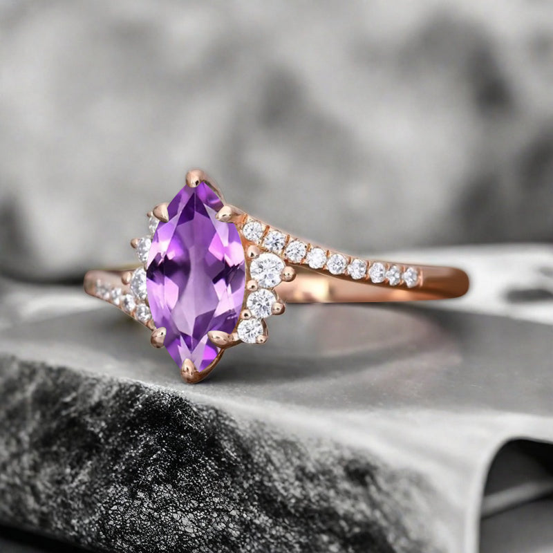 Bague de fiançailles vintage en forme de poire avec aigue-marine, ensemble de bagues de mariage uniques, cadeau d'anniversaire
