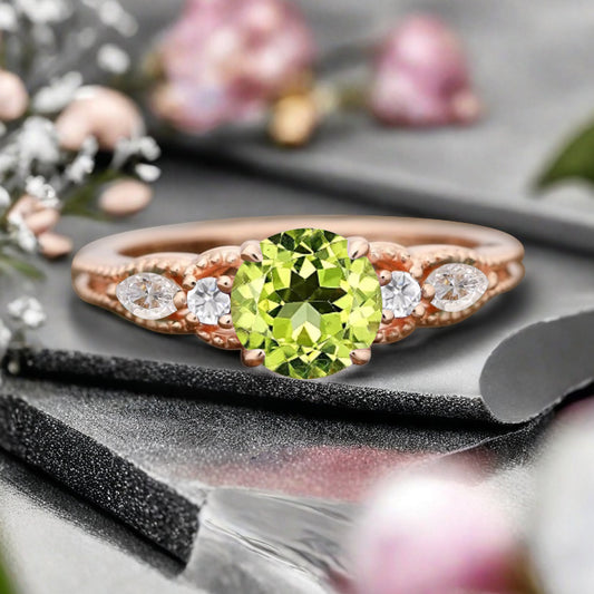 Bague de fiançailles vintage ovale en pierre de lune, bague de promesse unique en opale et moissanite
