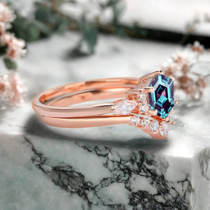 Bague de fiançailles vintage ovale en pierre de lune, bague de promesse unique en opale et moissanite
