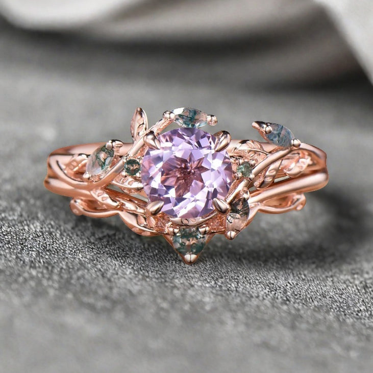 Bague de fiançailles vintage ovale en pierre de lune, bague de promesse unique en opale et moissanite