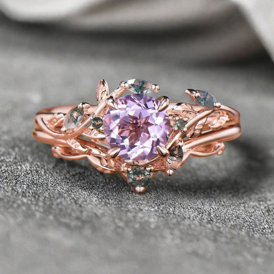 Bague de fiançailles vintage ovale en pierre de lune, bague de promesse unique en opale et moissanite