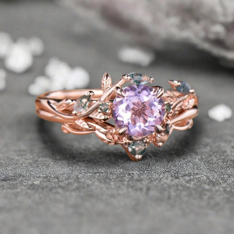 Bague de fiançailles vintage ovale en pierre de lune, bague de promesse unique en opale et moissanite