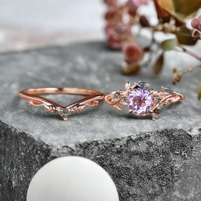 Bague de fiançailles vintage ovale en pierre de lune, bague de promesse unique en opale et moissanite