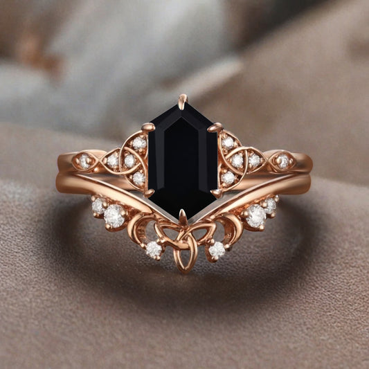 Bague de fiançailles vintage en forme de poire avec aigue-marine, ensemble de bagues de mariage uniques, cadeau d'anniversaire