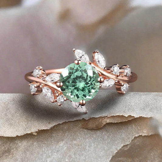 Bague de fiançailles vintage ovale en pierre de lune, bague de promesse unique en opale et moissanite