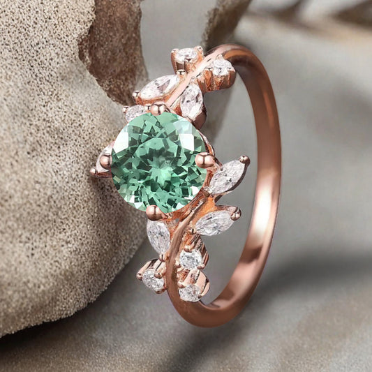 Bague de fiançailles vintage ovale en pierre de lune, bague de promesse unique en opale et moissanite