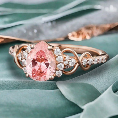 Bague de fiançailles vintage ovale en pierre de lune, bague de promesse unique en opale et moissanite