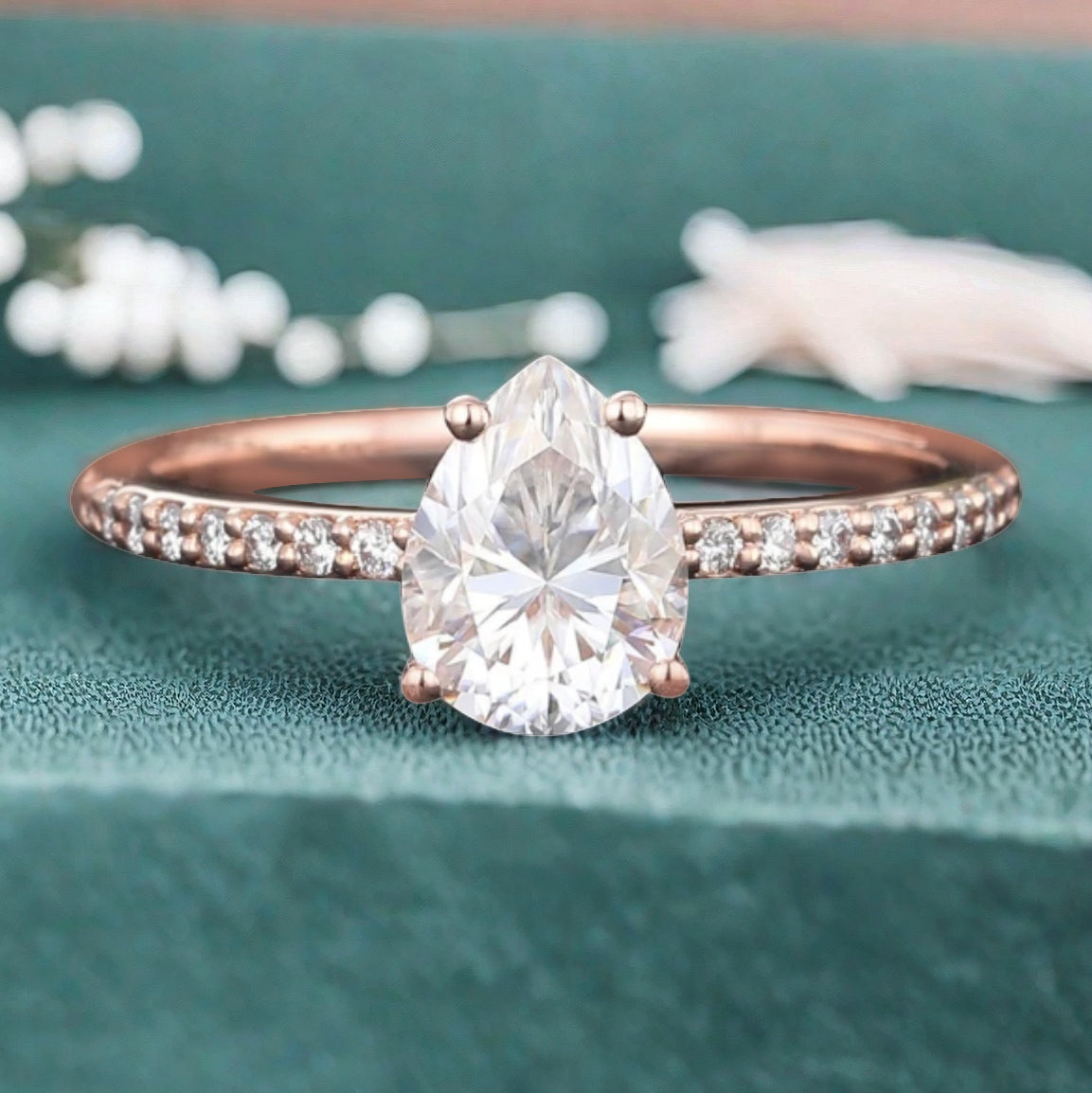Bague de fiançailles vintage ovale en pierre de lune, bague de promesse unique en opale et moissanite