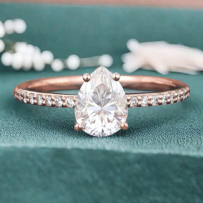 Bague de fiançailles vintage ovale en pierre de lune, bague de promesse unique en opale et moissanite