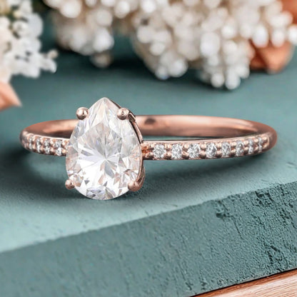 Bague de fiançailles vintage ovale en pierre de lune, bague de promesse unique en opale et moissanite