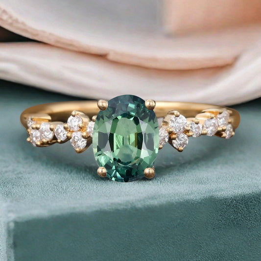 Bague de fiançailles vintage en forme de poire avec aigue-marine, ensemble de bagues de mariage uniques, cadeau d'anniversaire