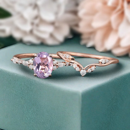 Bague de fiançailles vintage ovale en pierre de lune, bague de promesse unique en opale et moissanite