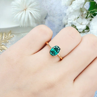 Bague de fiançailles vintage ovale en pierre de lune, bague de promesse unique en opale et moissanite