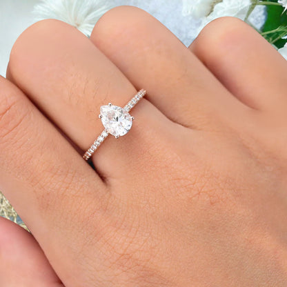Bague de fiançailles vintage ovale en pierre de lune, bague de promesse unique en opale et moissanite
