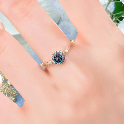 Bague de fiançailles vintage ovale en pierre de lune, bague de promesse unique en opale et moissanite