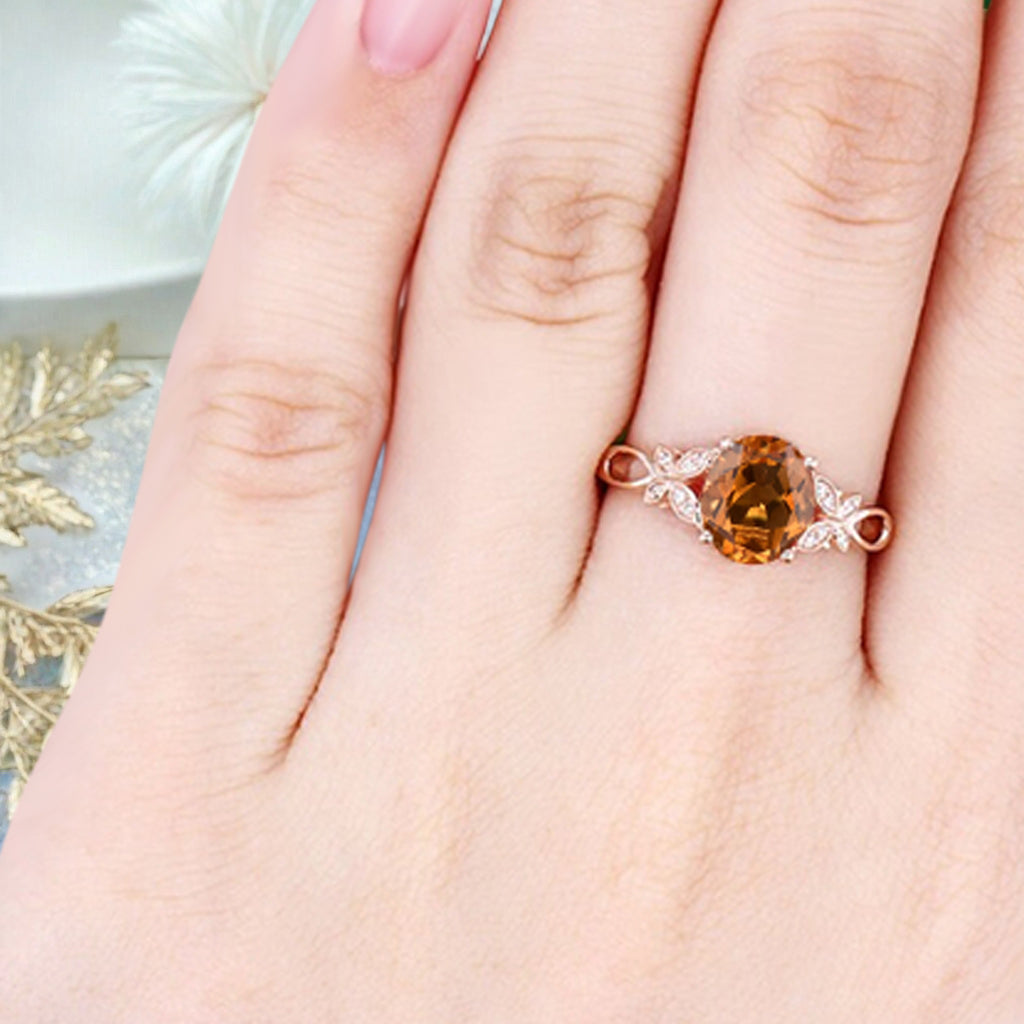 Bague de fiançailles vintage ovale en pierre de lune, bague de promesse unique en opale et moissanite