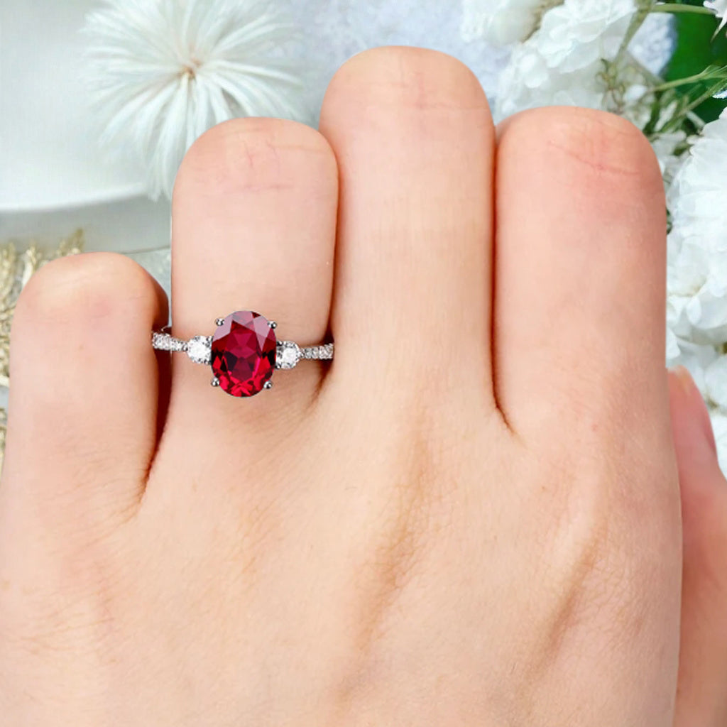 Vintage Oval Cut Ruby Ring Unique Ruby Engagement Ring Scarlet Ruby Wedding Ring Ruby Statement Women Ring Gift For Her