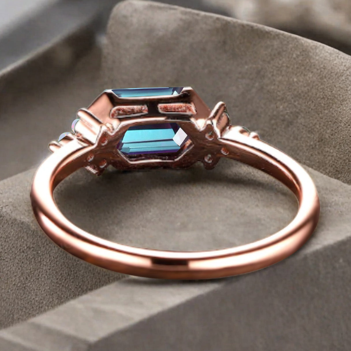 Vintage Alexandrite Hexagon Engagement Ring Cluster Opal Ring Bezel Setting Ring 14K Yellow Gold Ring Promise Ring Gift