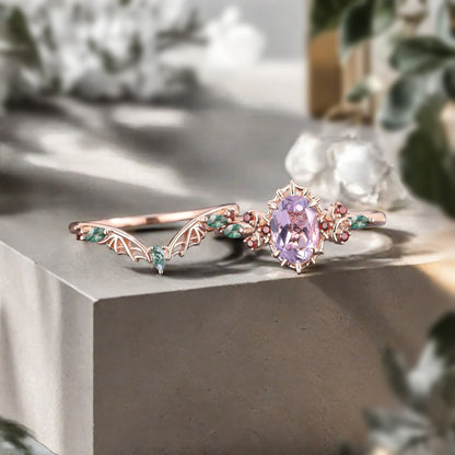 Bague de fiançailles vintage en forme de poire avec aigue-marine, ensemble de bagues de mariage uniques, cadeau d'anniversaire