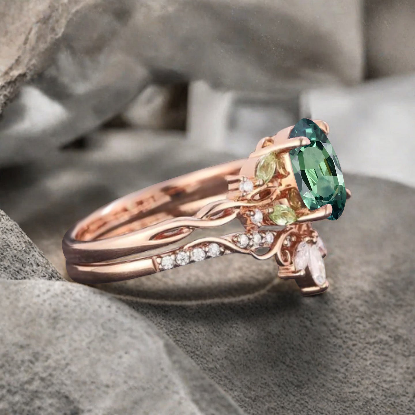 Bague de fiançailles vintage en forme de poire avec aigue-marine, ensemble de bagues de mariage uniques, cadeau d'anniversaire