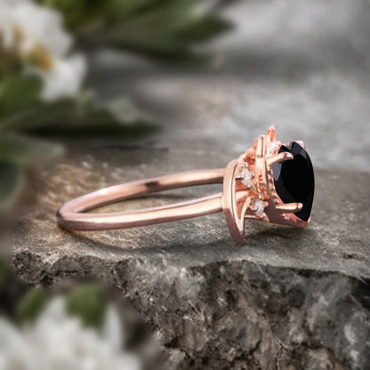Bague de fiançailles vintage ovale en pierre de lune, bague de promesse unique en opale et moissanite