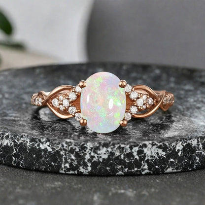 Bague de fiançailles en pierre de soleil ovale, bague de mariage unique en moissanite, cadeau pour elle