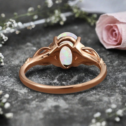 Bague de fiançailles en pierre de soleil ovale, bague de mariage unique en moissanite, cadeau pour elle