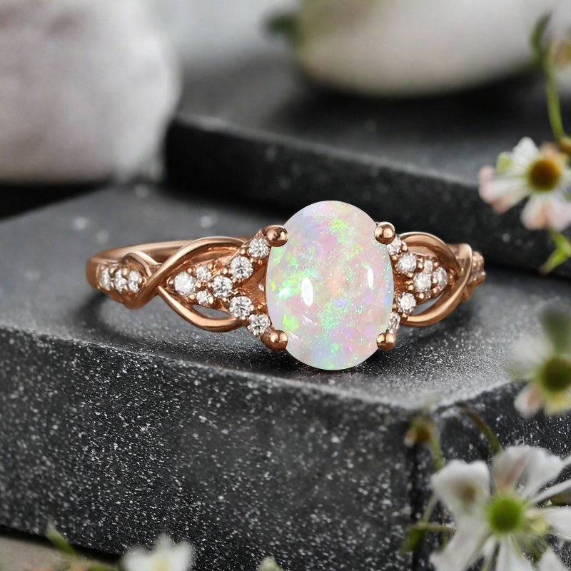 Bague de fiançailles en pierre de soleil ovale, bague de mariage unique en moissanite, cadeau pour elle