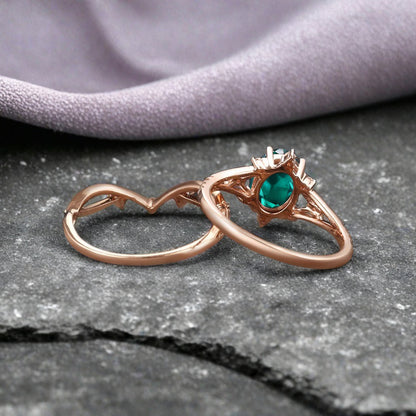 Vintage Birnenform Aquamarin Verlobungsring Set Unikat Versprechen Brautring Set Jubiläumsgeschenk