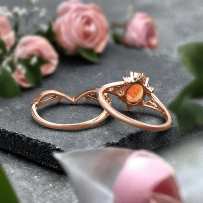 Vintage Birnenform Aquamarin Verlobungsring Set Unikat Versprechen Brautring Set Jubiläumsgeschenk