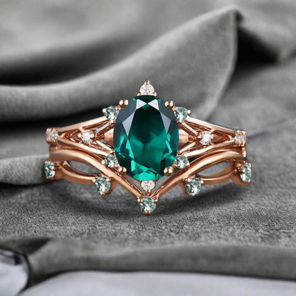 Vintage Birnenform Aquamarin Verlobungsring Set Unikat Versprechen Brautring Set Jubiläumsgeschenk