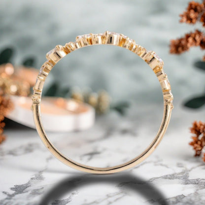 Bague de fiançailles vintage en forme de poire avec aigue-marine, ensemble de bagues de mariage uniques, cadeau d'anniversaire