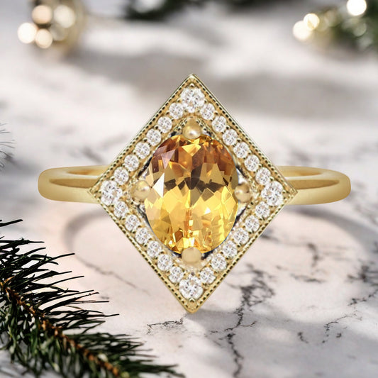 Vintage Citrine Wedding Ring Unique Oval Shape Citrine Engagement Ring Antique Moissanite Bridal Ring Promise Ring Anniversary Gift Ring