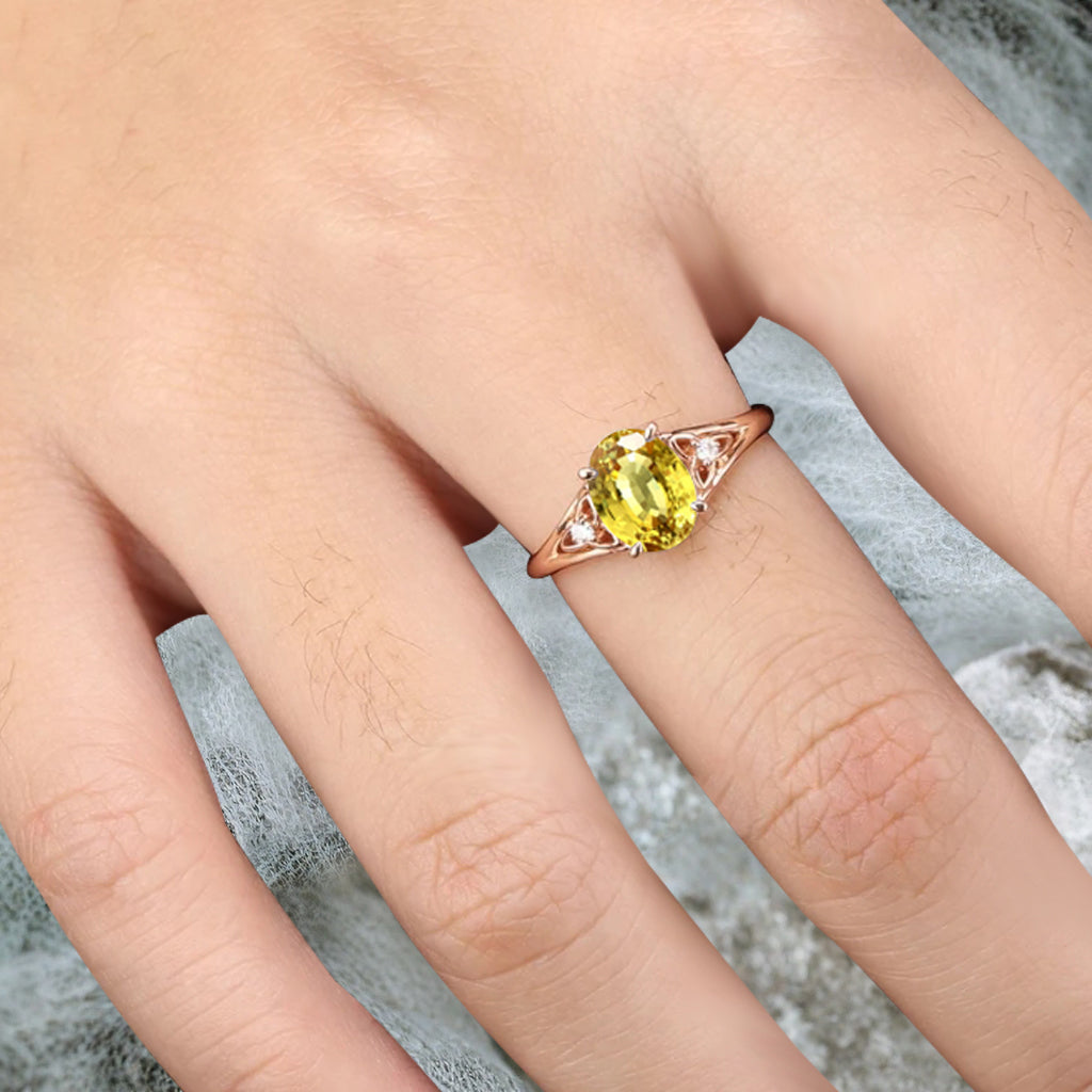 Bague de fiançailles vintage ovale en pierre de lune, bague de promesse unique en opale et moissanite